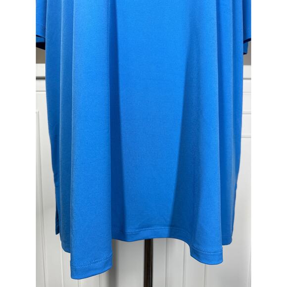 Susan Graver Liquid Knit Short Sleeve Blouse Top Solid Blue Sz 2X Casual Office - Picture 4 of 11